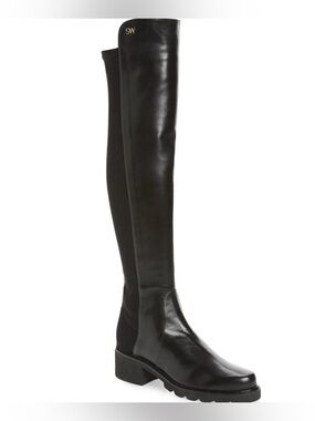 Stuart Weitzman Boots Women's 7 Black 5050 Alina City Over Knee  Leather New
